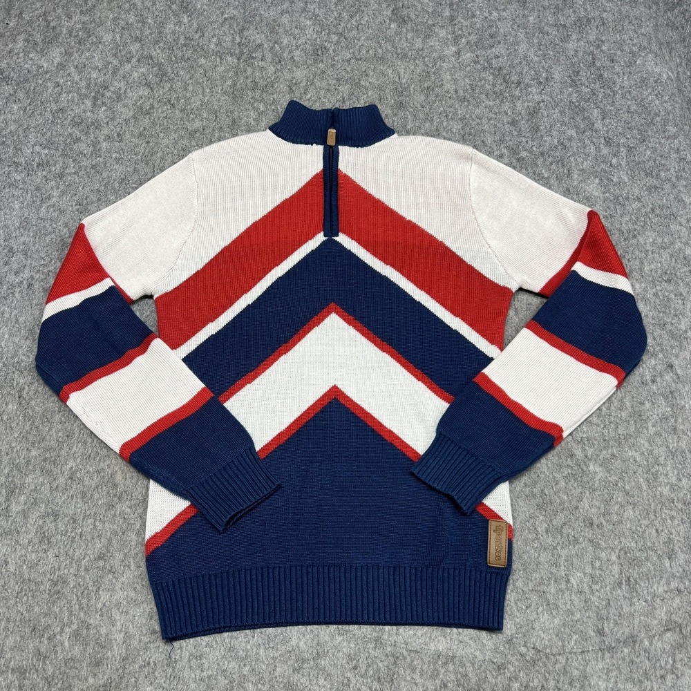 Tipsy Elves Sweater Mens S Multicolor 1/4 Zip Mock Neck Chevron Stripe Knit